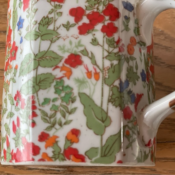 Vintage Stoneware Mug Hexagon Made In Korea Floral - Picture 6 of 8